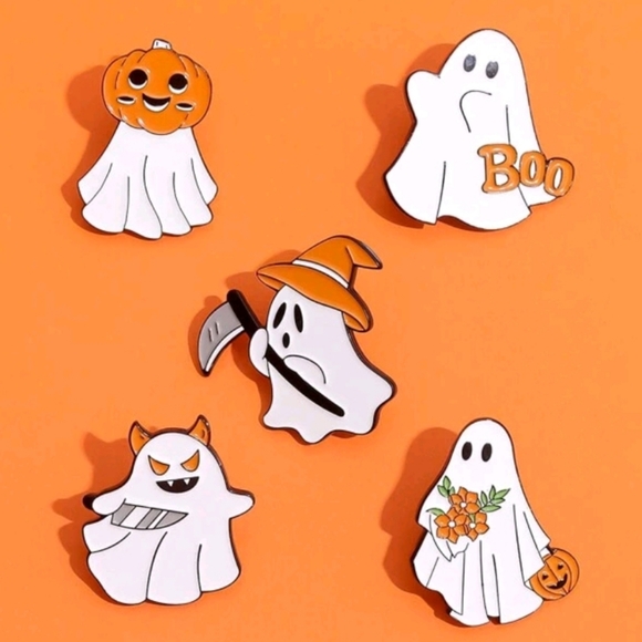 Jewelry - 5 Piece Halloween Ghost Enamel Pin Set
